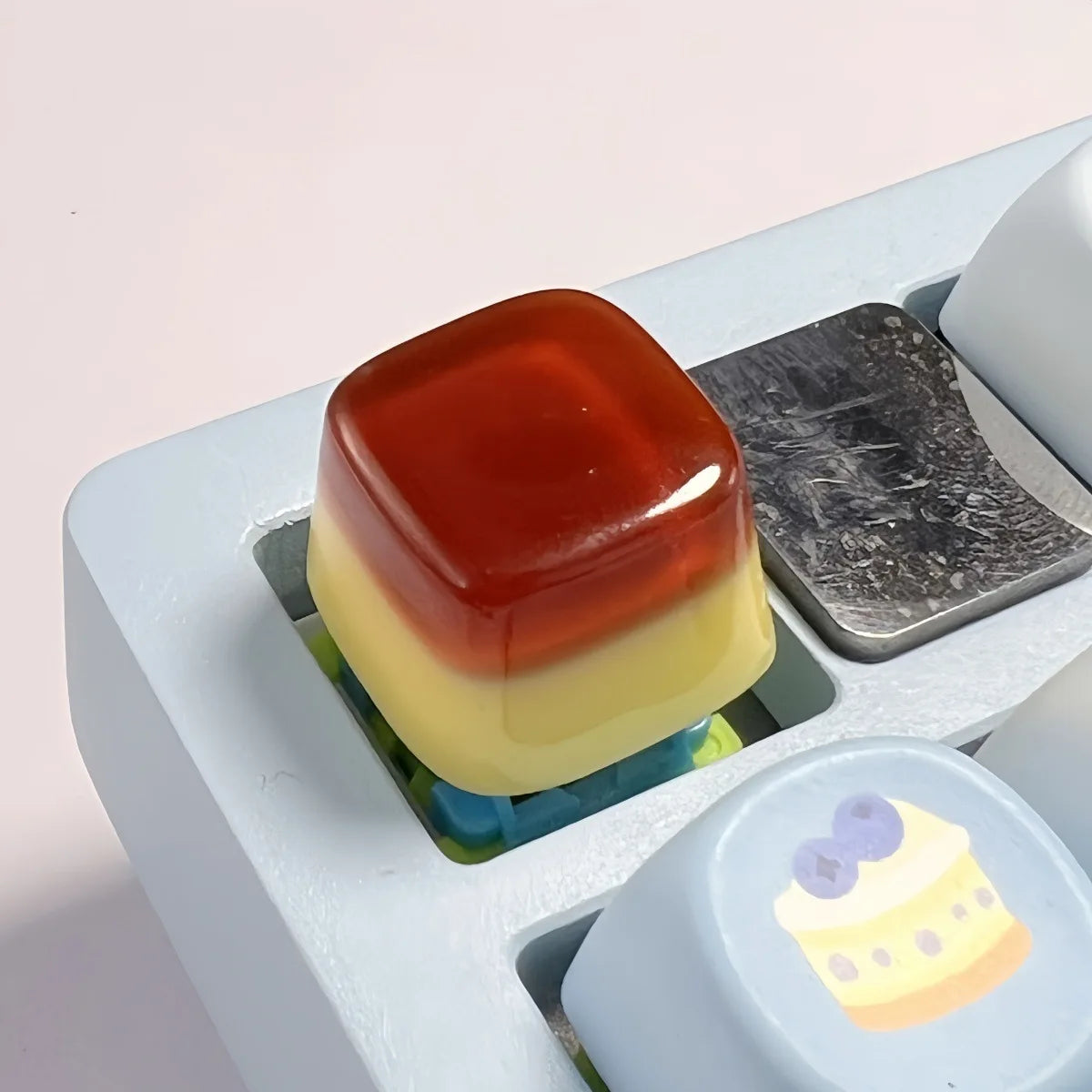 Personalized Creative Design Resin Simulation Caramel Pudding Keycap Mango Jelly Cross Axis Mechanical Keyboard Keycaps Single Peaceful Pleasures Health and Wellness caramel