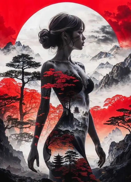 Japanese Geisha Samurai Canvas Wall Art Poster | Home Decor Canvas Wall Art Peaceful Pleasures Health and Wellness 06 50x70cm Unframed