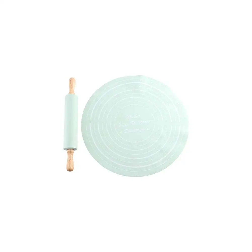 Silicone Rolling Pin & Pastry Mat Set with Scale – 2 Pcs