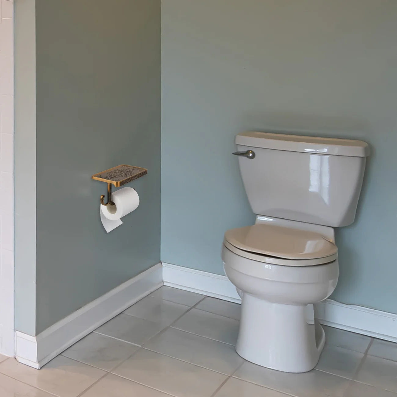 Vintage Carved Wall-Mounted Toilet Paper Holder | Space Aluminum