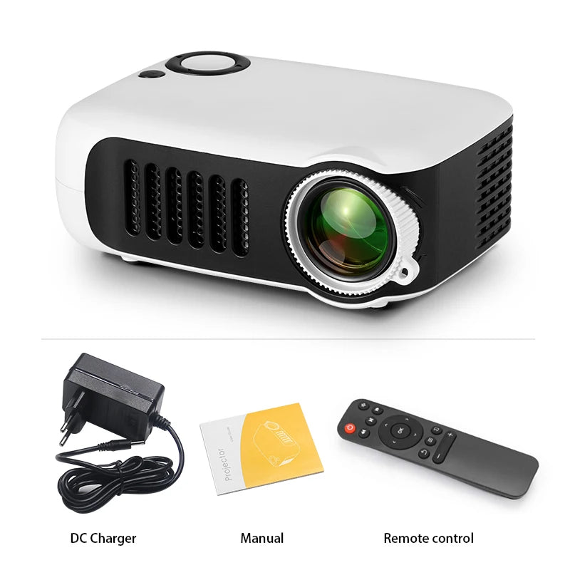MINI Projector Portable 3D LED Video Projectors Home Cinema Theater Game Laser Beamer Smart TV BOX 1080P 4K Via HD Port A2000 Peaceful Pleasures Health and Wellness White US Plug