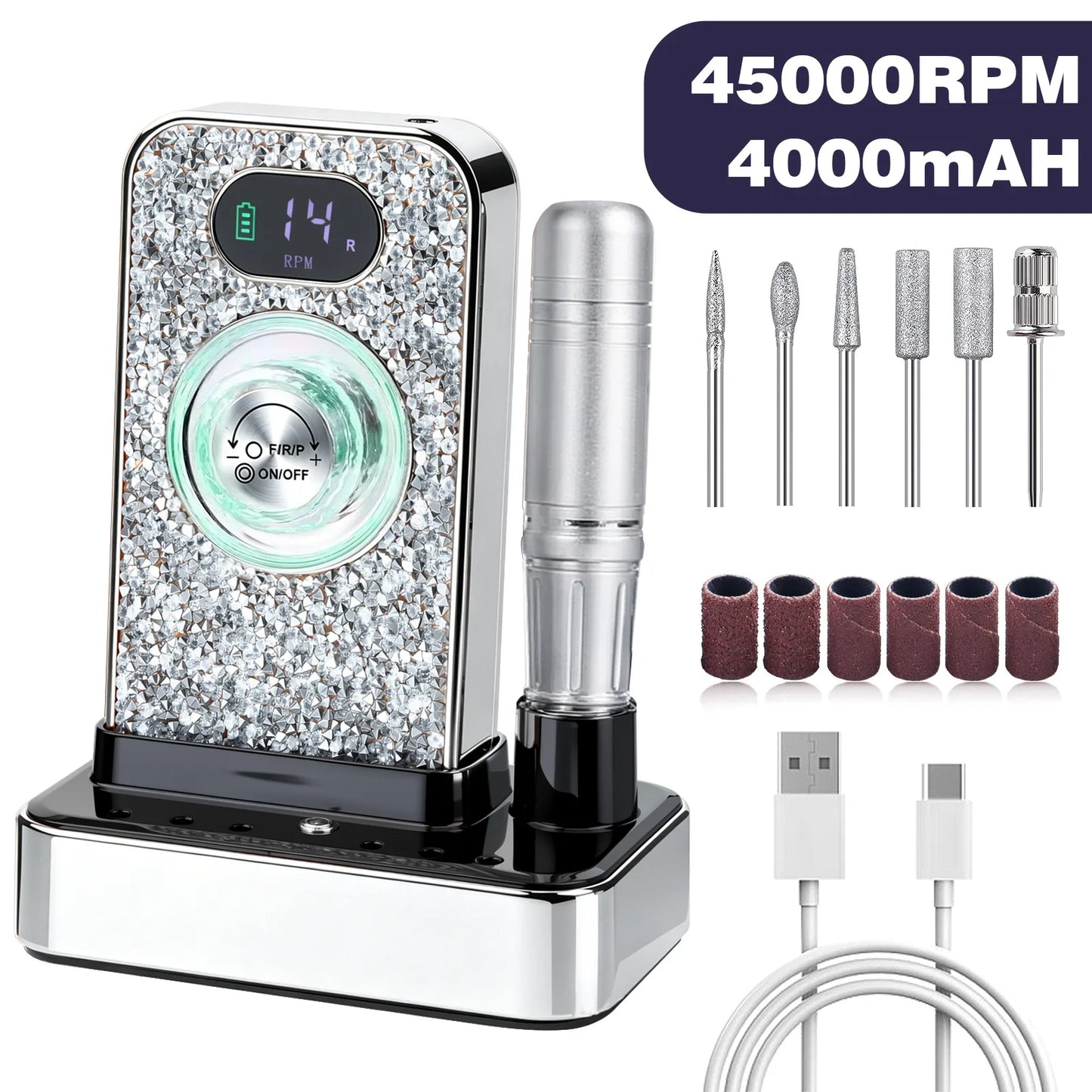 45000 RPM Professional Electric Nail Drill & Gel Polisher Machine