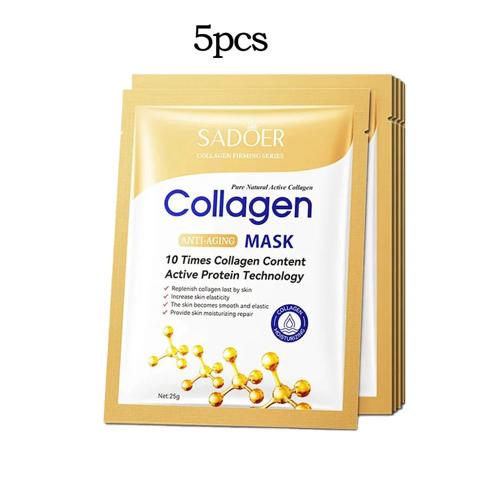 SADOER Collagen Sheet Face Mask – Hydrating & Firming 5/10 Pcs