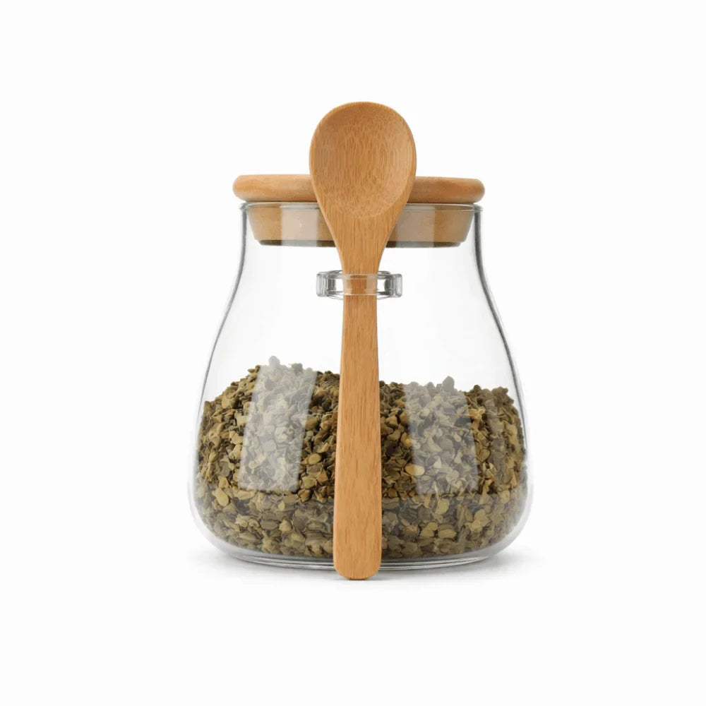 Airtight Glass Storage Jars with Bamboo Lid & Wooden Spoon