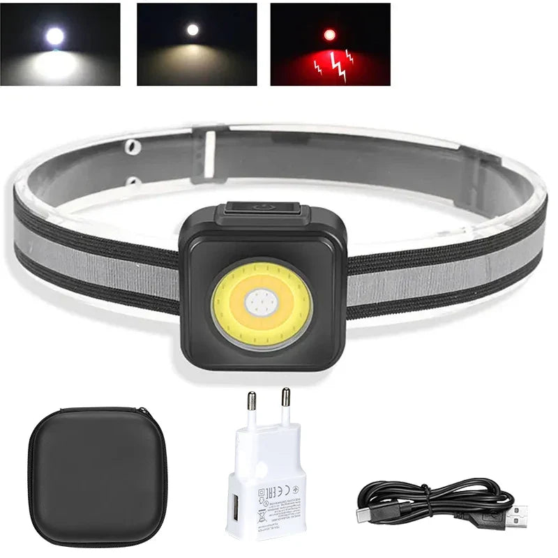 COB Rechargeable Headlamp USB-C 800LM – 4 Modes, Waterproof