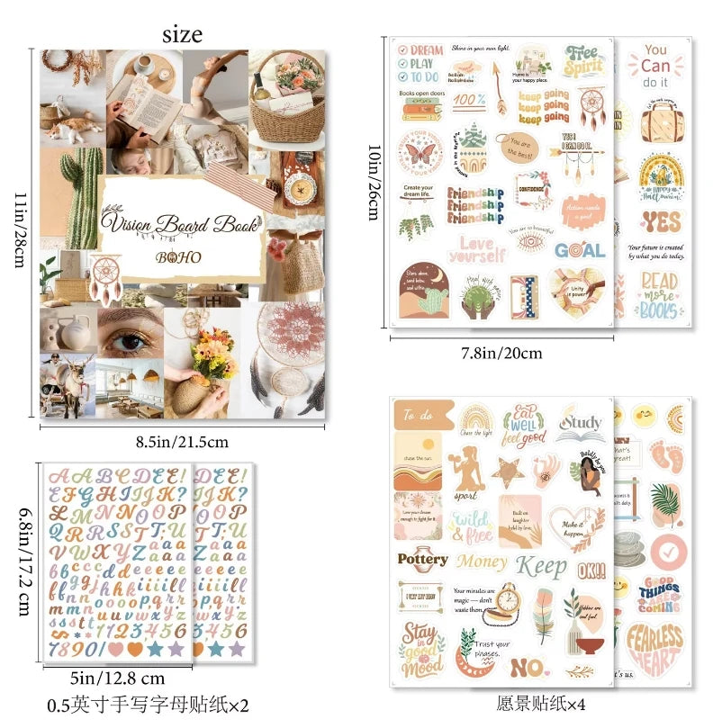 Bview Art Vision Board Dream Life Inspiration Stickers Cutouts Book