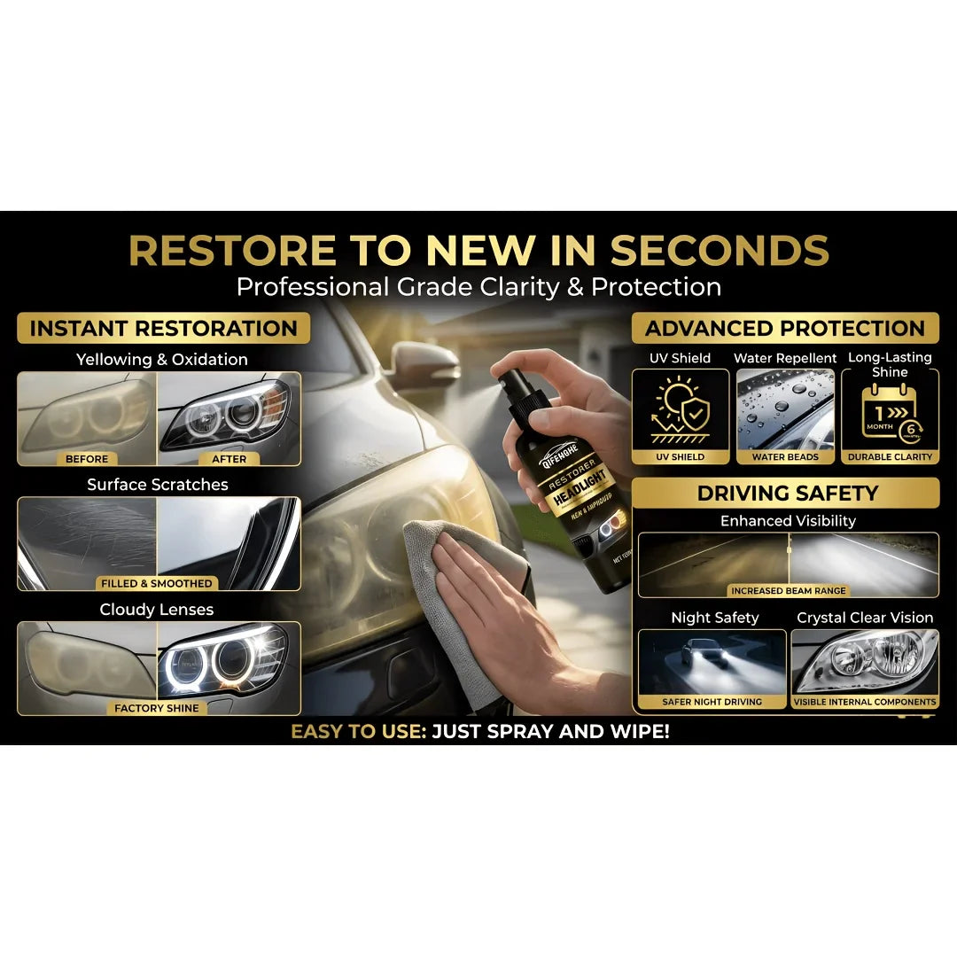 Car Headlight Restore Spray – Ceramic Coating & Cleaner 4.06oz