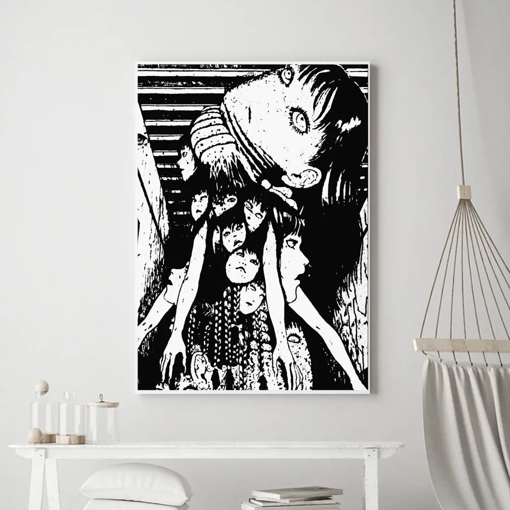 Junji Ito Horror Anime Canvas Poster | Dark Aesthetic Wall Art