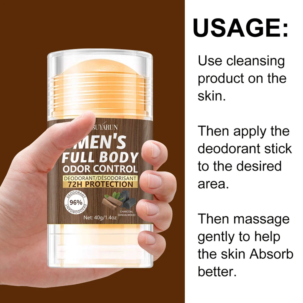 SUYARUN Men's Natural Deodorant Stick for Full Body Odor Protection, 72H Freshness, Sensitive Skin Safe, Travel-Friendly. Peaceful Pleasures Health and Wellness