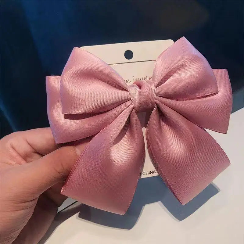 Bow Ribbon Hair Clip – Solid Color Bowknot Barrette for Women