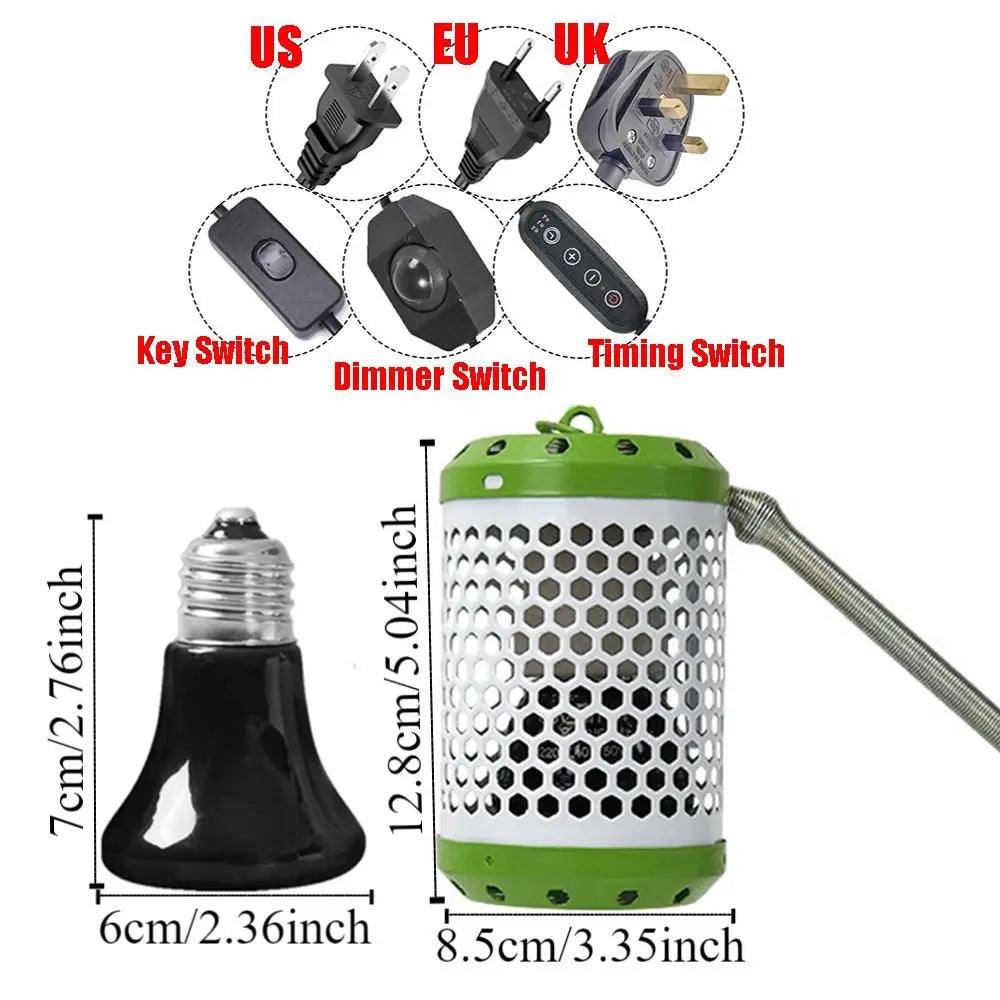 Chew-Proof Ceramic Heat Lamp for Birds & Reptiles | No Light