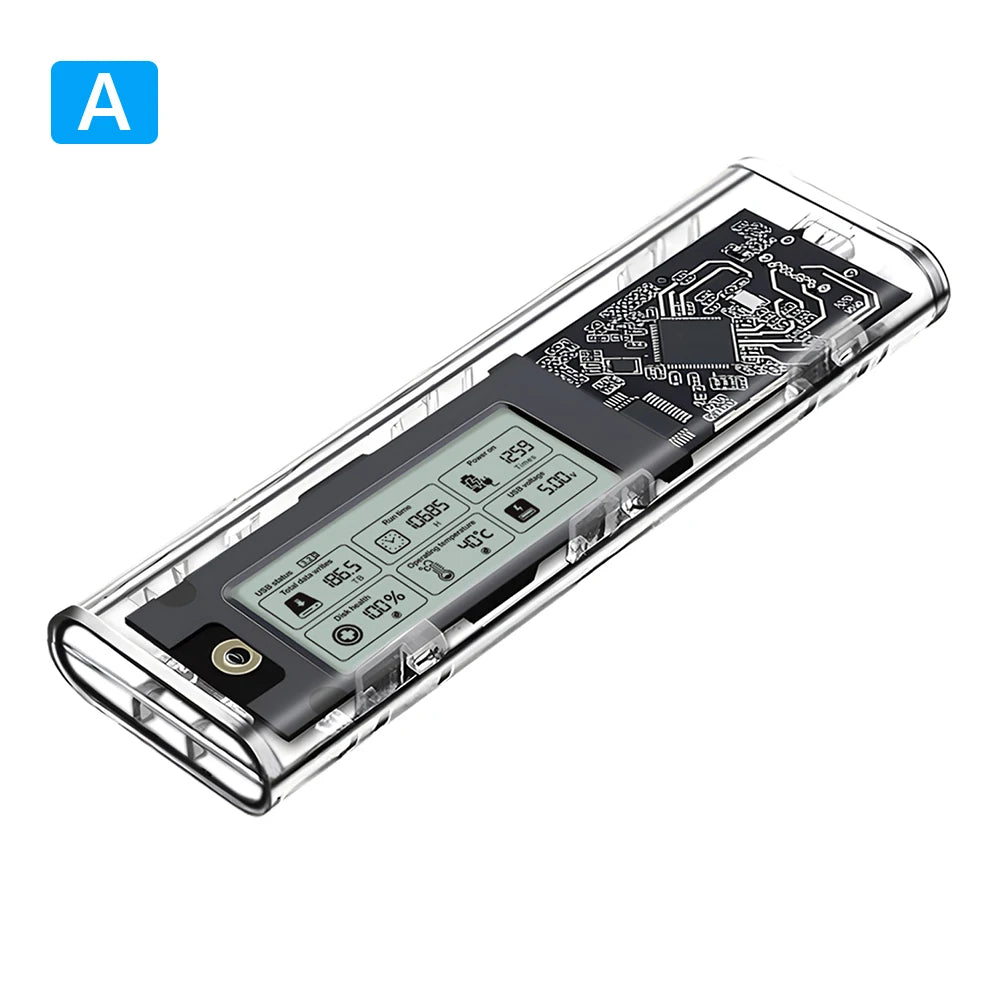 M.2NVME/NGFF Intelligent Digital Health Detection Multi-Purpose Typc3.2 Hard Drive Case Digital Display Drive Case SL-TN10-P-AC Peaceful Pleasures Health and Wellness NGFF NVME