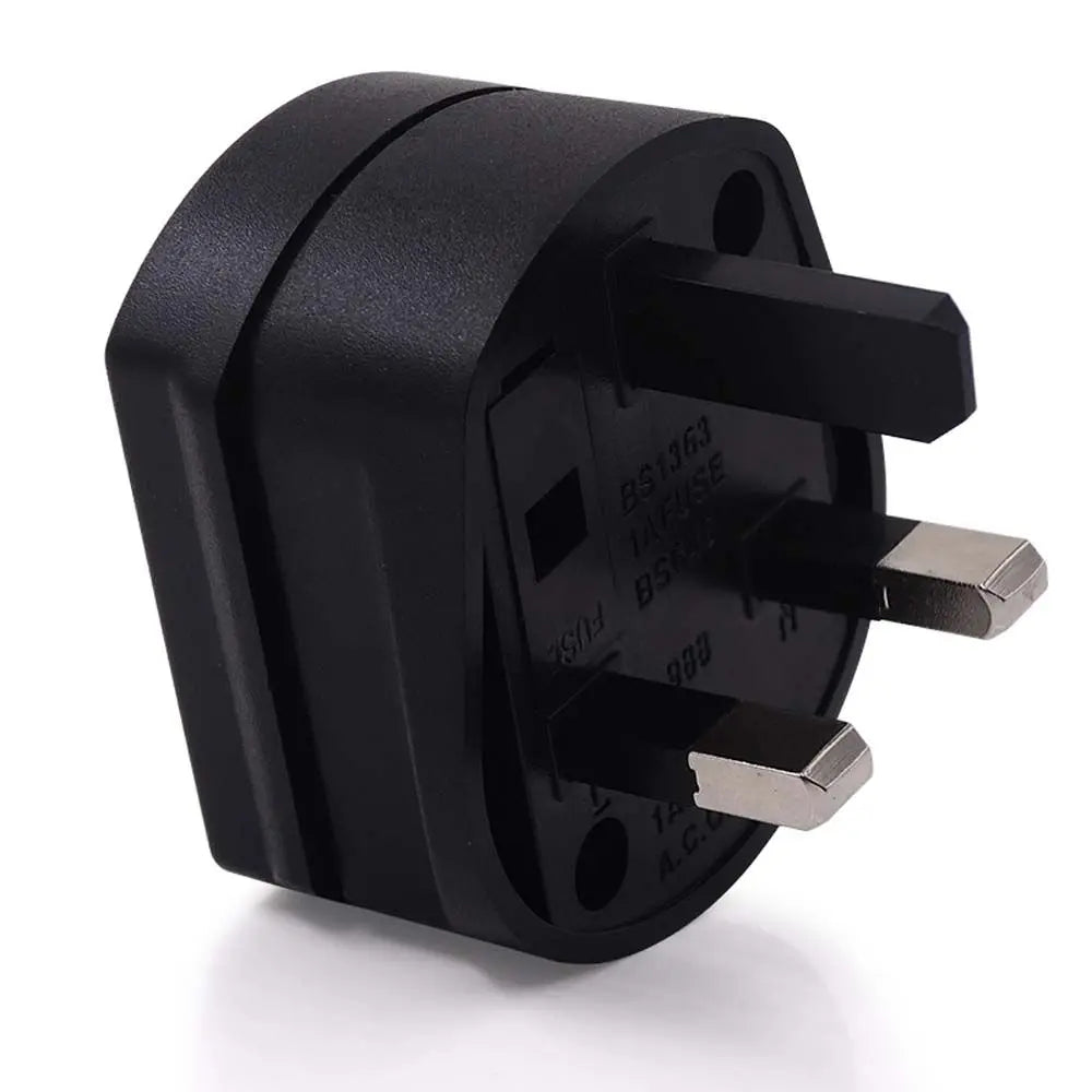 EU 2 Pin To 3 Pin UK Electrical Outlets Power Plug Adapter EU to UK Socket Adapter EU To UK Plug UK Plug Adapter Plug Converter Peaceful Pleasures Health and Wellness black