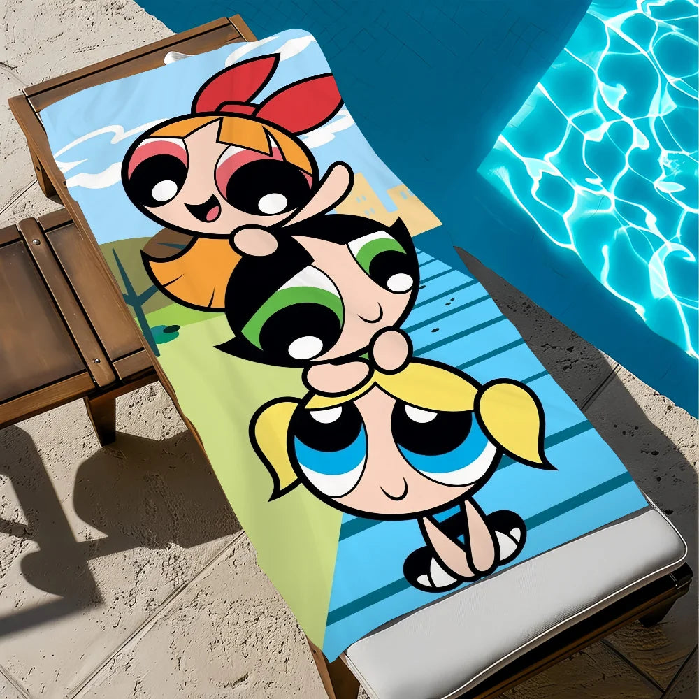 Powerpuff Girls Quick-Dry Beach Towel | Soft Cartoon Pool Towel