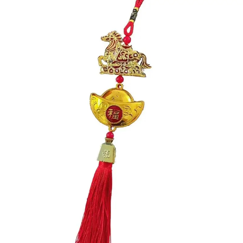 2026 Year of the Horse Lucky Red Gold Pendant | Chinese New Year