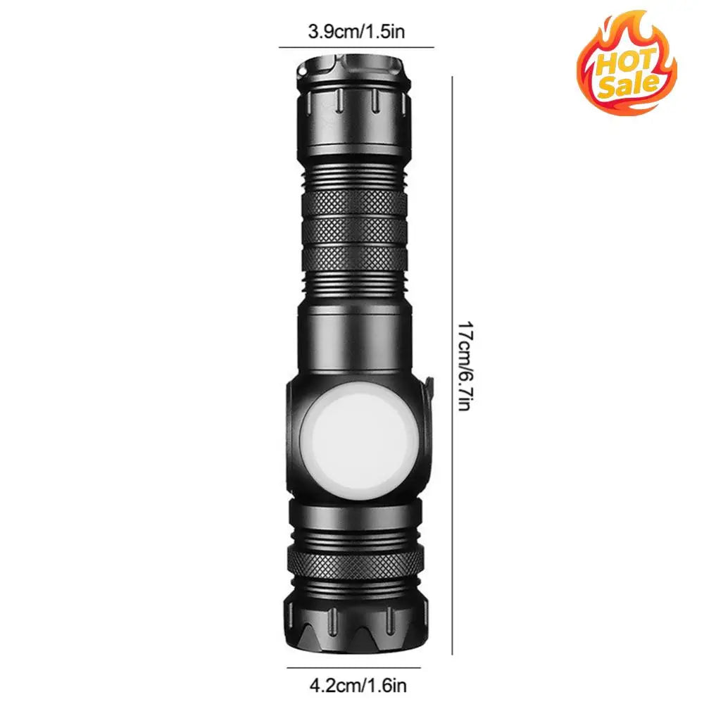 20W LED+COB Rechargeable Flashlight – Zoomable & Waterproof