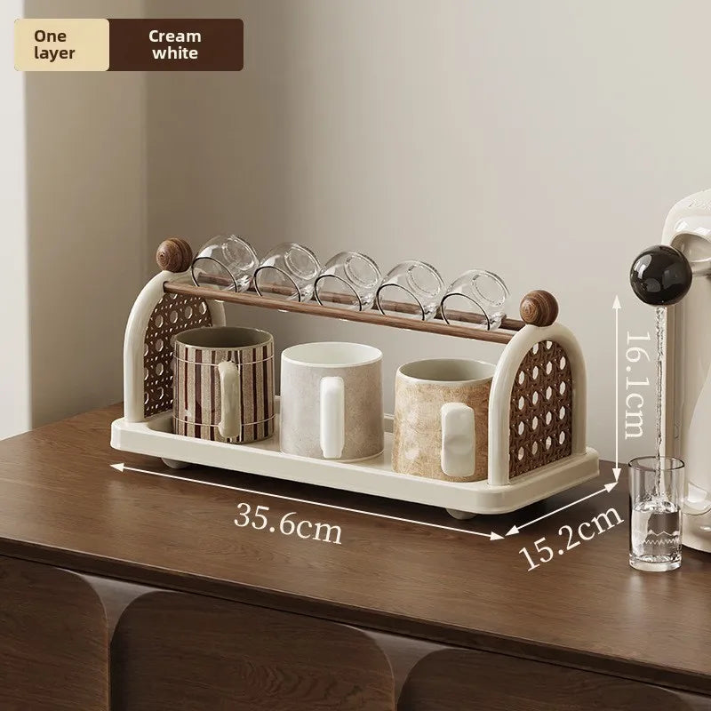Multi-Purpose Cup Holder Organizer - Drying Rack for Coffee Mugs, Tea Cups & Kitchen Glassware with Space-Saving Design Peaceful Pleasures Health and Wellness S White