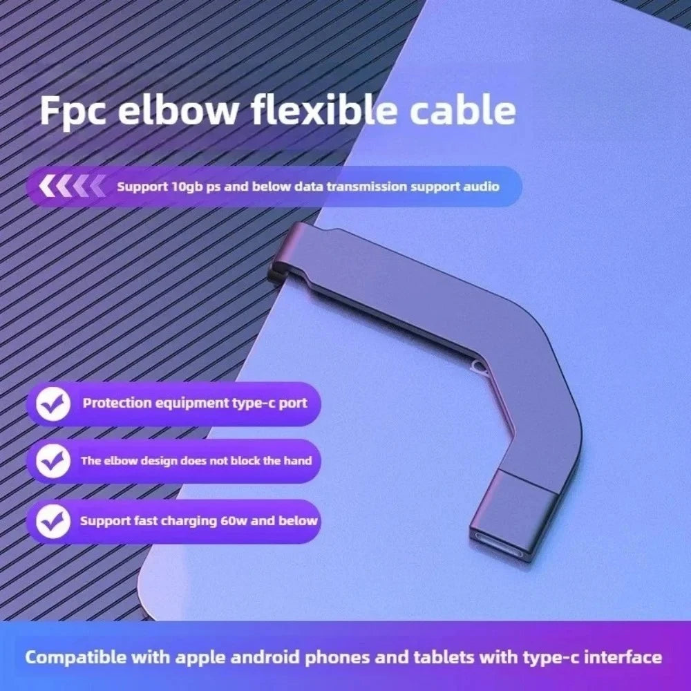 60W Type-C Elbow Adapter Fast Charging Data Sync Gaming USB C Converter for Phone Tablet Laptop No Blocking Peaceful Pleasures Health and Wellness