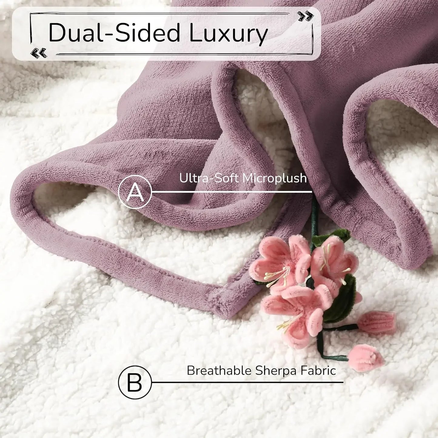 Twin Size Electric Heated Blanket with Dual-Sided Fabric, 4 Heat Settings, Auto Shut-Off Peaceful Pleasures Health and Wellness