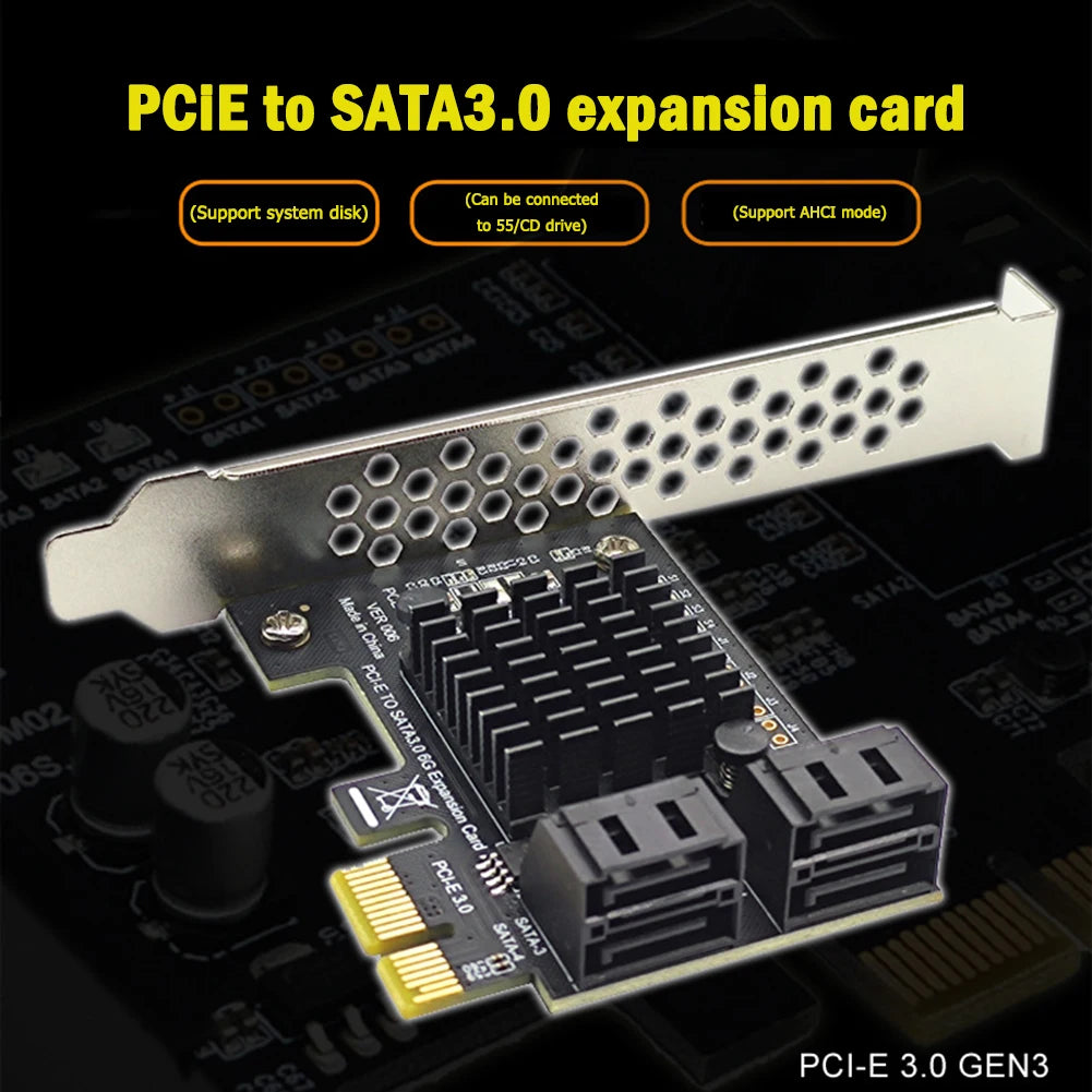 4-Port SATA III PCIe Expansion Card | ASM1064 6Gbps Controller Peaceful Pleasures Health and Wellness