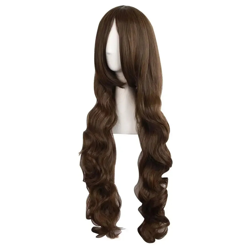 Women Long Wavy Cosplay Wig 80cm Brown Natural Looking Synthetic Lace Wig for Lolita Daily Use Party Salon Styling Peaceful Pleasures Health and Wellness