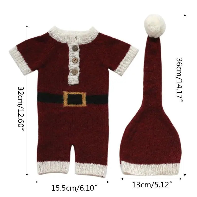 Newborn Crochet Photography Props – Baby Romper & Hat Set