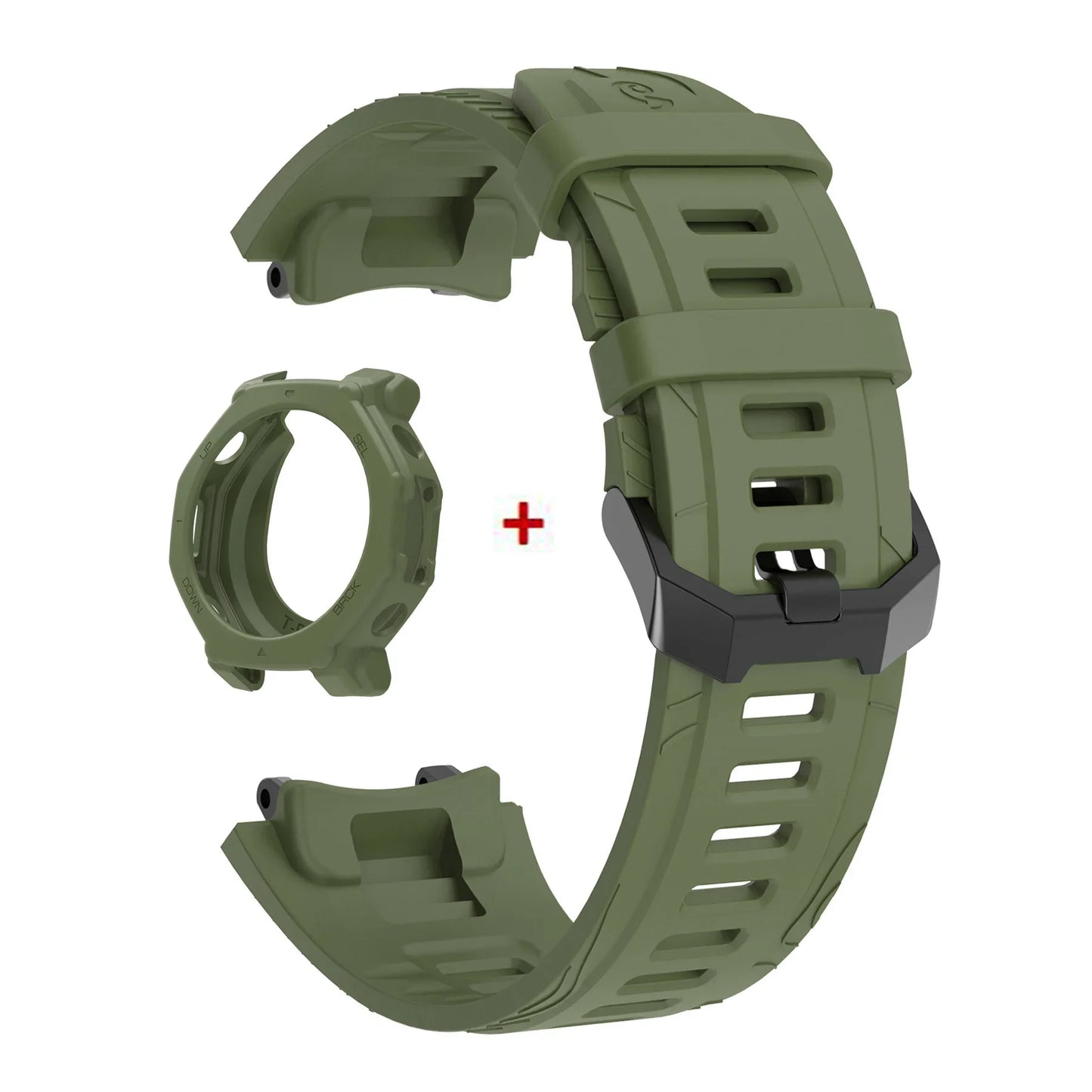 Silicone Case + Smart bracelet Wrist Band for Amazfit T-Rex3 Pro Strap Cover Protectors Case for Amazfit T-Rex 3Pro Bezel Frame Peaceful Pleasures Health and Wellness Dark Green