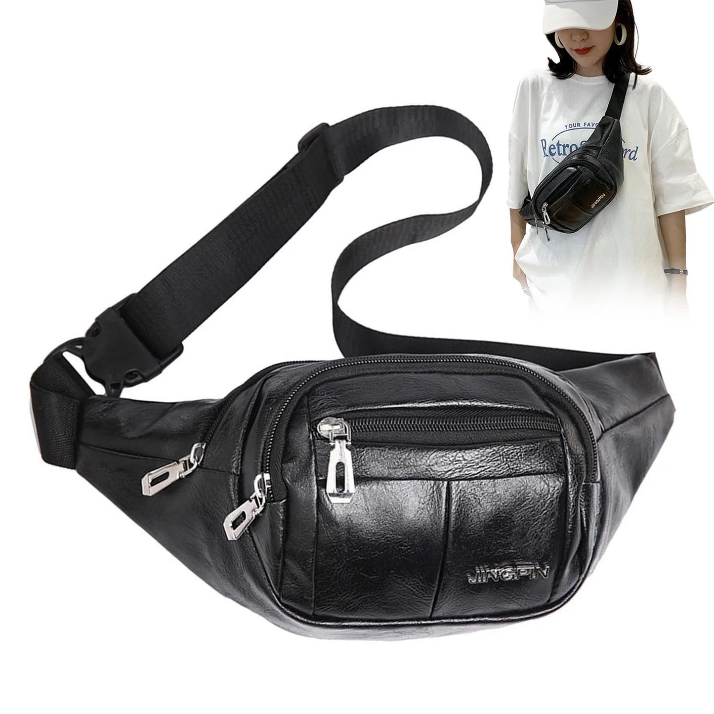 Fashion Men's Leisure Waist Bag Waterproof Travel Phone Bag with Smooth Zipper for Friend Family Neighbors Gift Peaceful Pleasures Health and Wellness Black