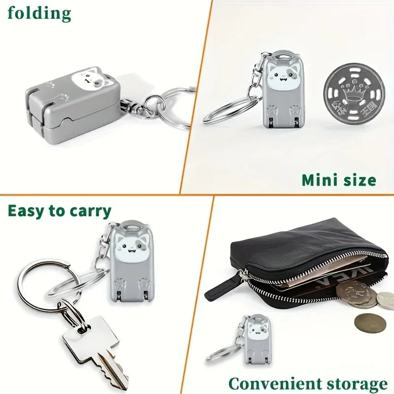 Kitten Keychain Rotary Nail Clipper – Foldable Stainless Steel