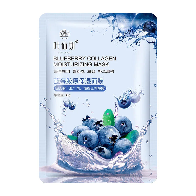 12-Piece Fruit Face Mask Set – Blueberry, Aloe, Cucumber & Peach