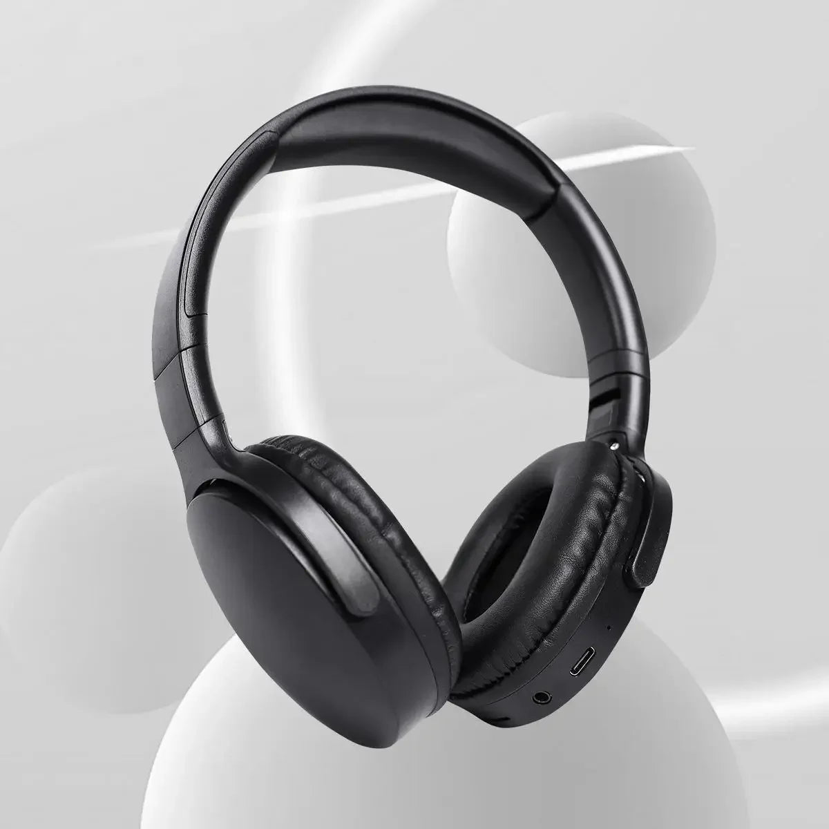 Fashionable Bluetooth wireless headphones, over-ear, deep bass, sports stereo, high fidelity, long battery life, universal Peaceful Pleasures Health and Wellness black