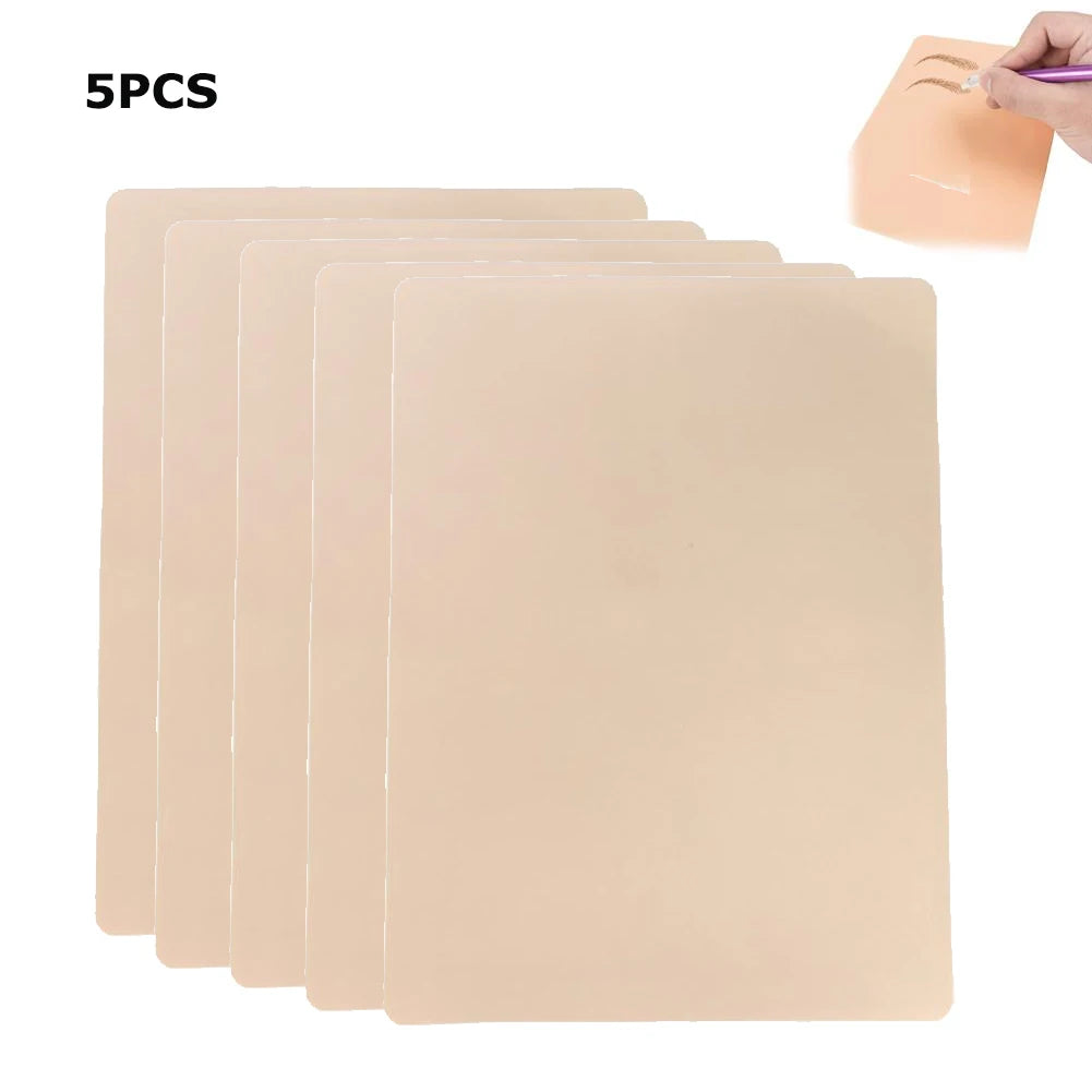 Double-Sided Silicone Tattoo Practice Skin – Blank Eyebrow Tattoo Fake Skin 1mm Peaceful Pleasures Health and Wellness skin color-5PCS