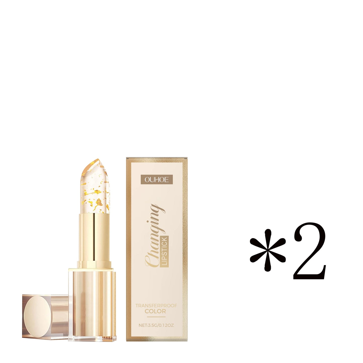 Ouhoe Gold Foil Color-Changing Nourishing Lipstick | Glossy Lips
