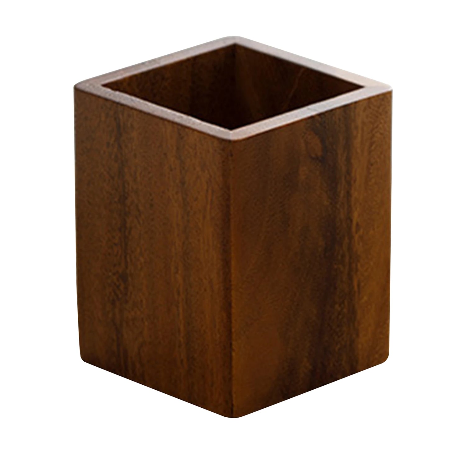 Walnut Wood Pen Pot Holder Desktop Organiser Basket Office Desk Accessory Vintage Pen Pencil Storage Cup For Office Desk School Peaceful Pleasures Health and Wellness Square Large Mouth