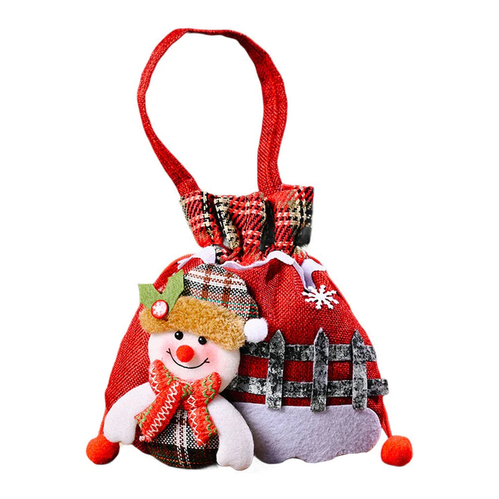 Christmas Santa Sack Cloth Gift Bag with Handle | Holiday Candy Bag