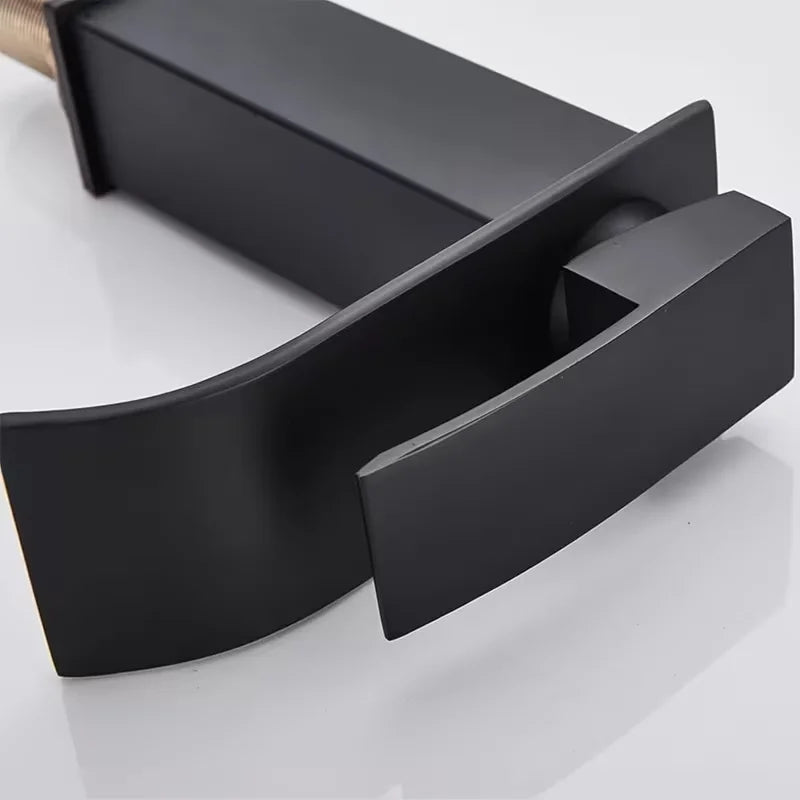 Matte Black Tall Waterfall Vessel Sink Faucet | Single Handle