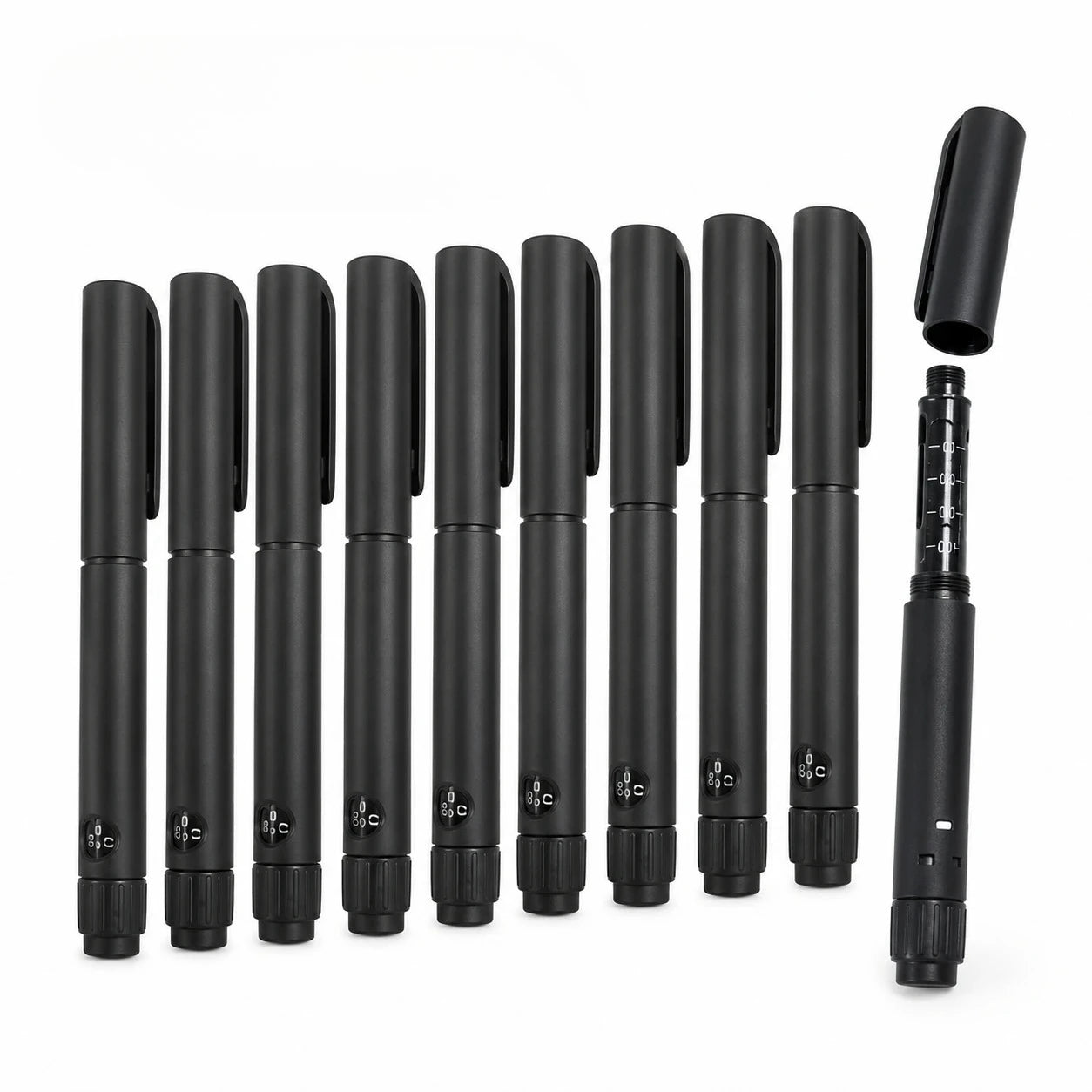 5/10PCS Rotary Push Disposable Sterile Insulin Injection Pens Adjustable Growth Hormone Dosage 60U Magic Beauty Injection Pen Peaceful Pleasures Health and Wellness 10 pens Black