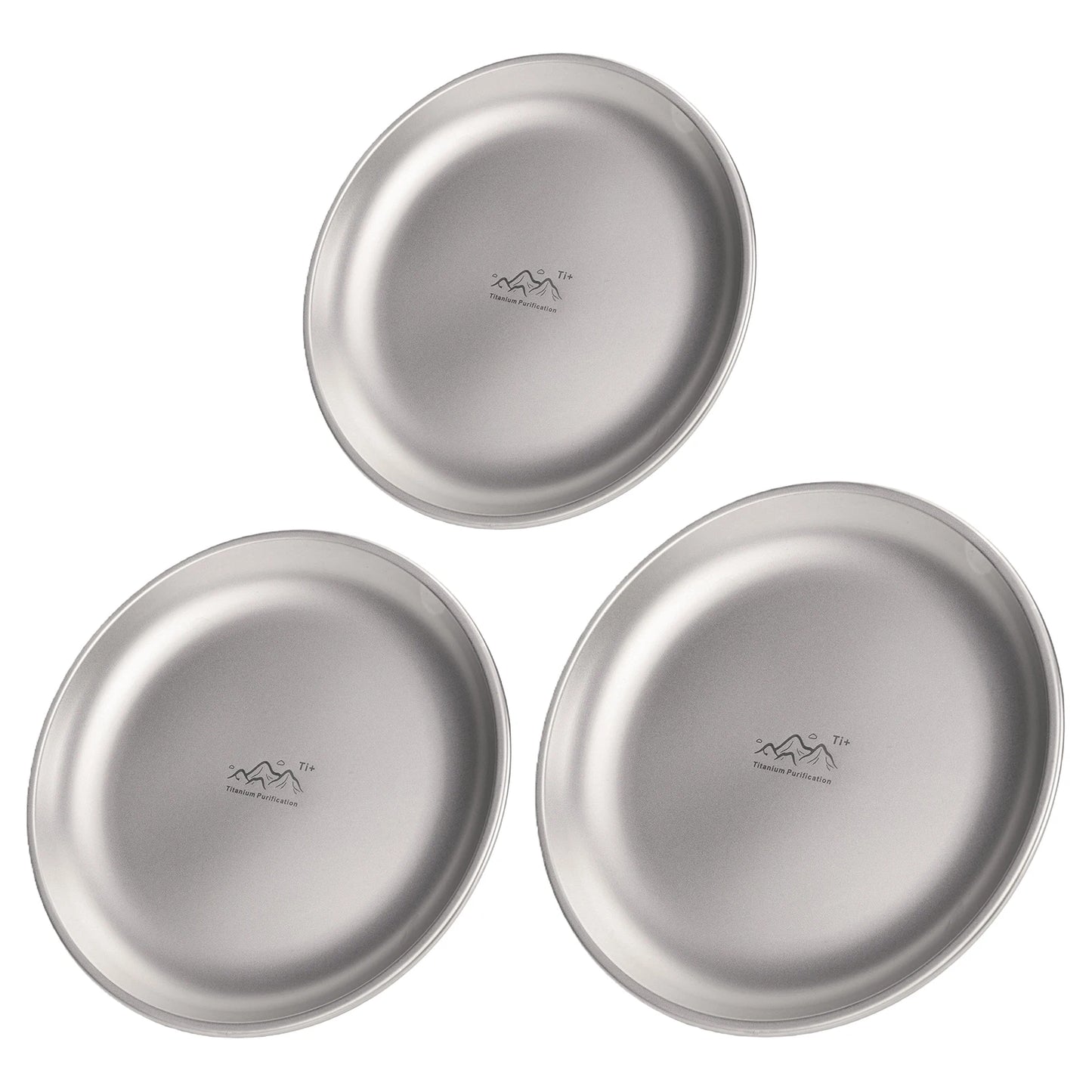 Titanium Purification Plate Portable Travel Tableware Anti-Fall Backcountry Dinnerware Creative Home Dish Plate Camping Supplies Peaceful Pleasures Health and Wellness 3PCS