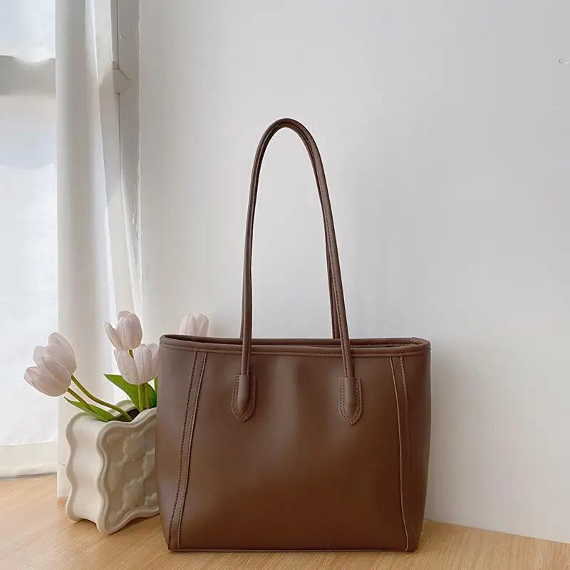 Large Capacity PU Leather Tote Bag – Women's Shoulder Bag