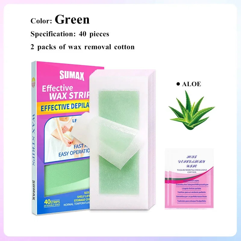 40/pcs Wax Paper Professional Hair Removal Waxing Strips Non-woven Fabric Waxing Papers Depilatory Beauty Tool for Leg Hairs Peaceful Pleasures Health and Wellness 40pcs-green