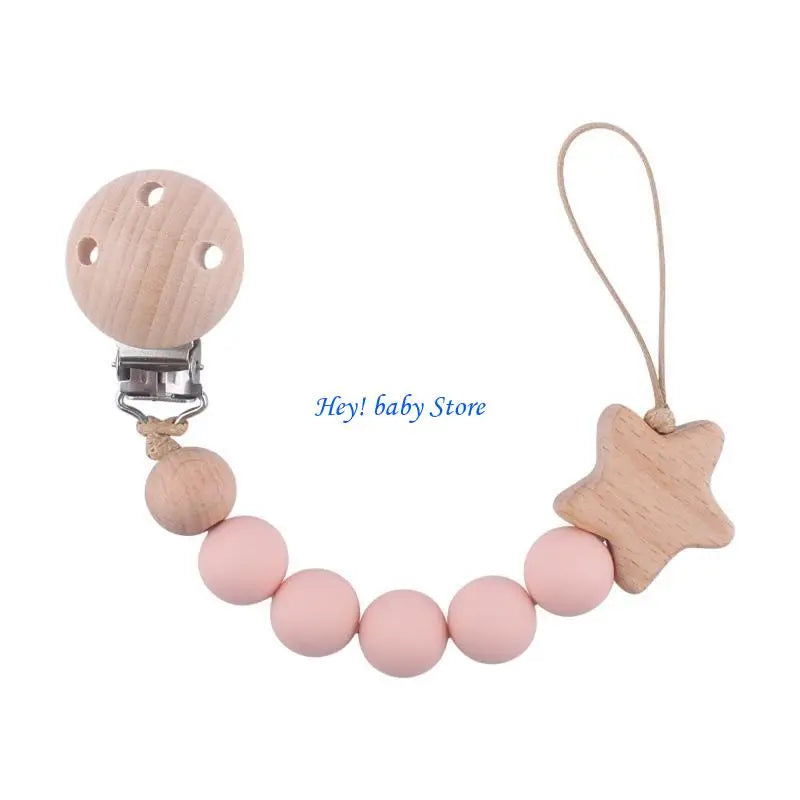Baby Girl Pacifier Clip with Silicone Teething Beads | Soother Chain