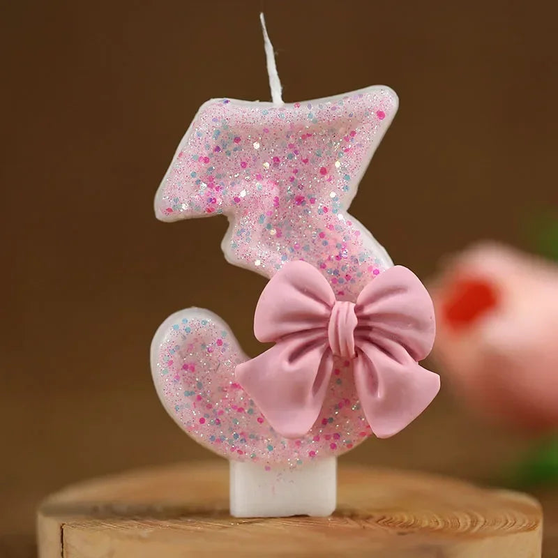 Hot Number Cake Candle Pink Glitter Birthday Candle 1 2 3 4 5 6 7 8 9 3D Number Candle Cake Topper Birthday Party Cake Decor Peaceful Pleasures Health and Wellness 3