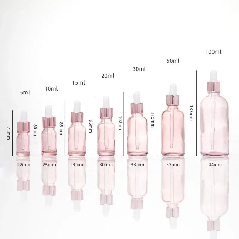 Pink Glass Dropper Bottles | Refillable Essential Oil Containers Glass Dropper Bottle Peaceful Pleasures Health and Wellness