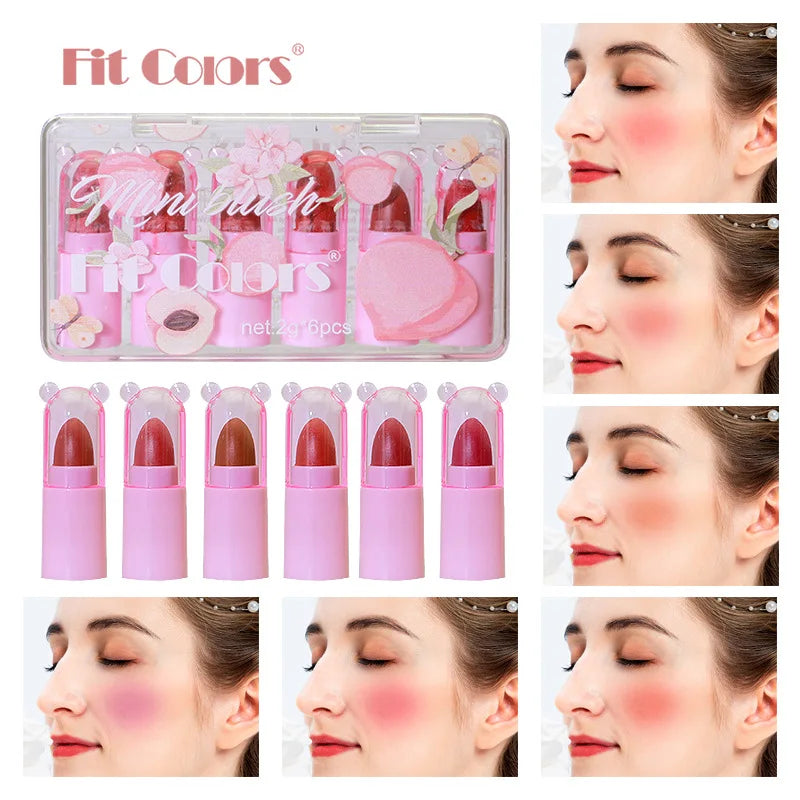 Fit Colors Mini 6-in-1 Blush & Lip Tint Makeup Set – 6 Shades