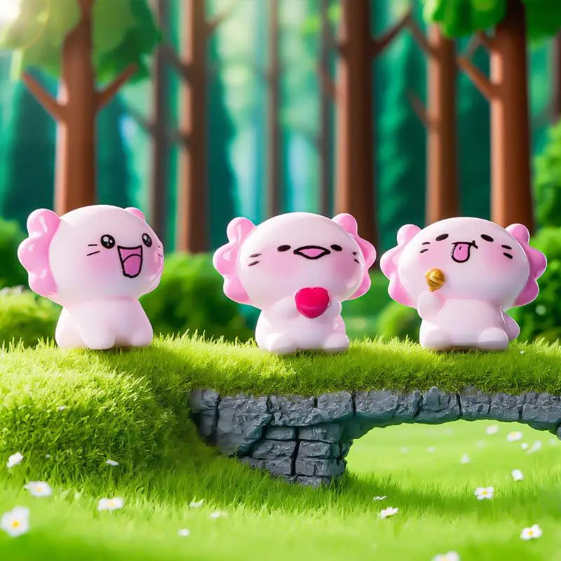 6pcs Resin Axolotl Miniature Figures – Micro Garden Ornaments