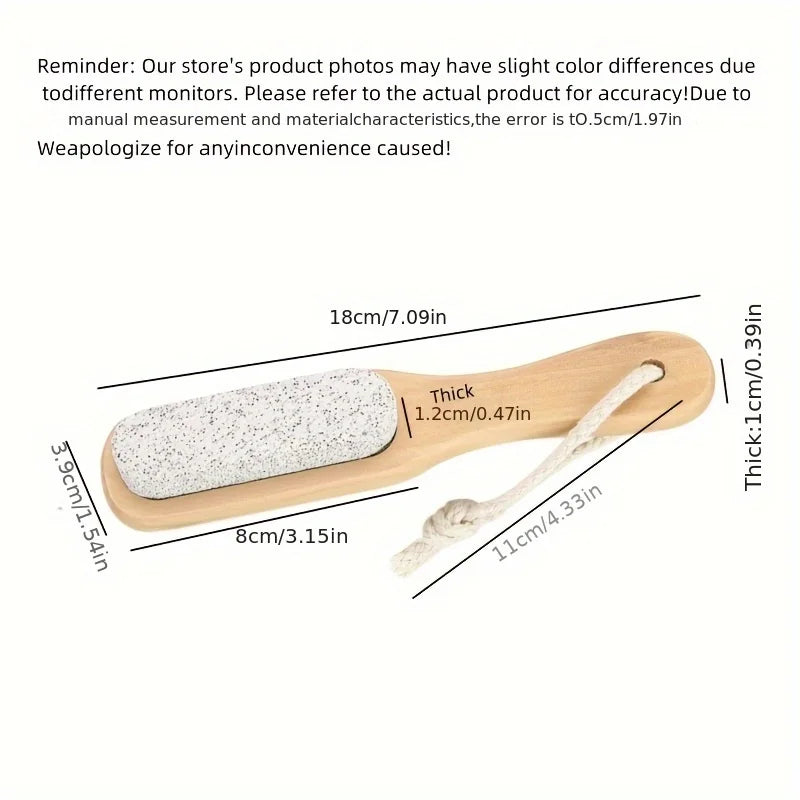 1pc Scrub Pumice Stone Foot Callus Remover Manual Scrubber Wooden Handle Natural Wood Design Durable Foot Care Tool Peaceful Pleasures Health and Wellness