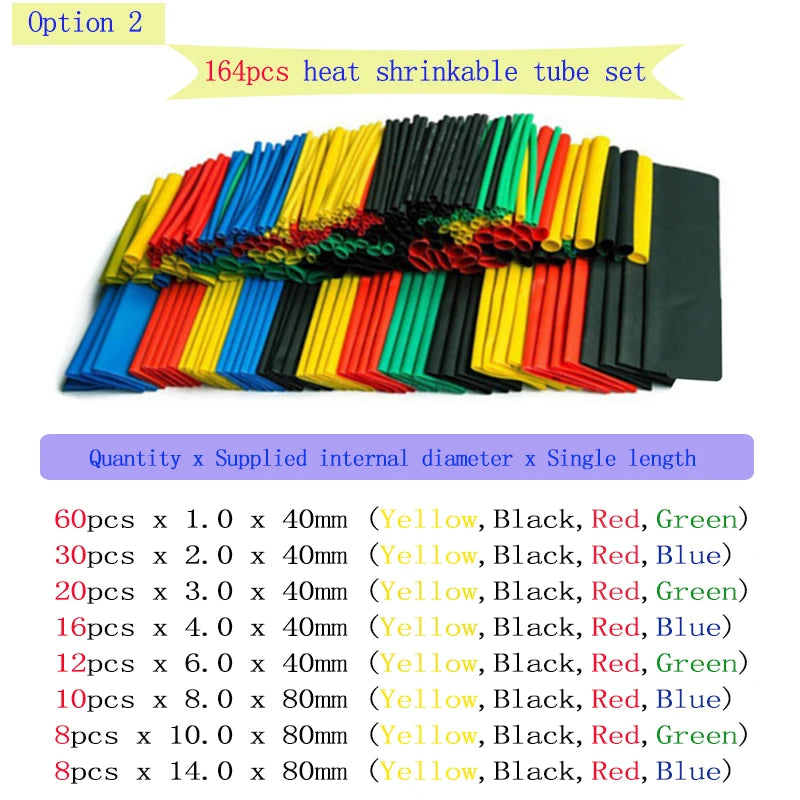 Heat-shrink Tubing Thermoresistant Tube Heat Shrink Wrapping Kit Polyolefin Shrinking Assorted Heat Shrink Tubing Wire Cable Peaceful Pleasures Health and Wellness 164PCS