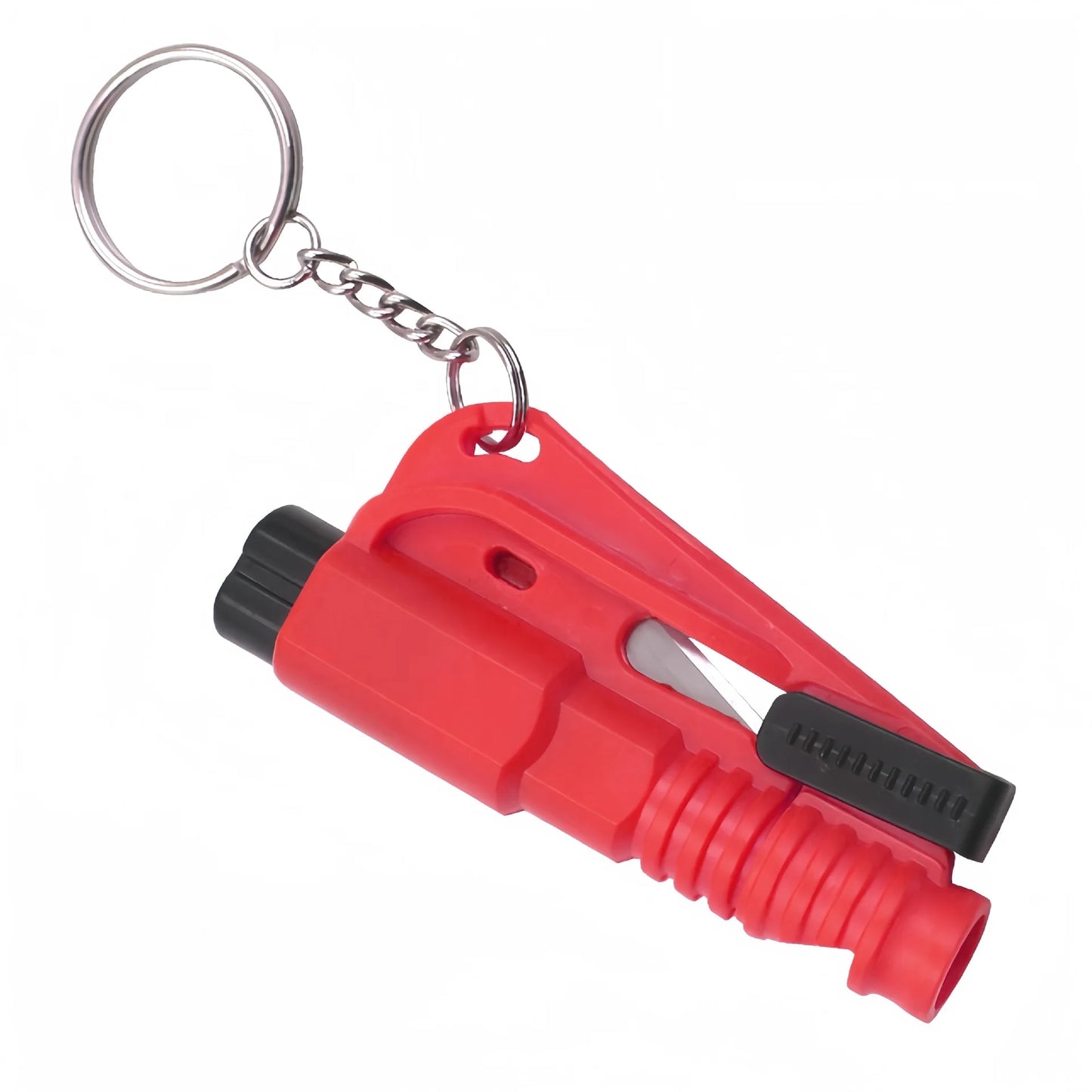 Compact 3-in-1 Car Safety Hammer Window Breaker Seat Belt Cutter Whistle Emergency Rescue Tool for Vehicle Accessories Keychain Peaceful Pleasures Health and Wellness red