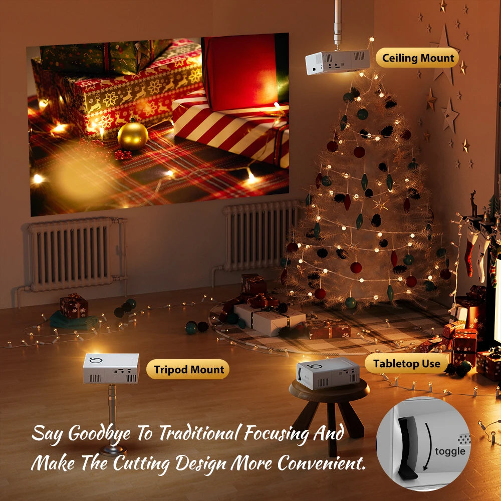 MINI Projector Portable 3D LED Video Projectors Home Cinema Theater Game Laser Beamer Smart TV BOX 1080P Via HD Port Peaceful Pleasures Health and Wellness