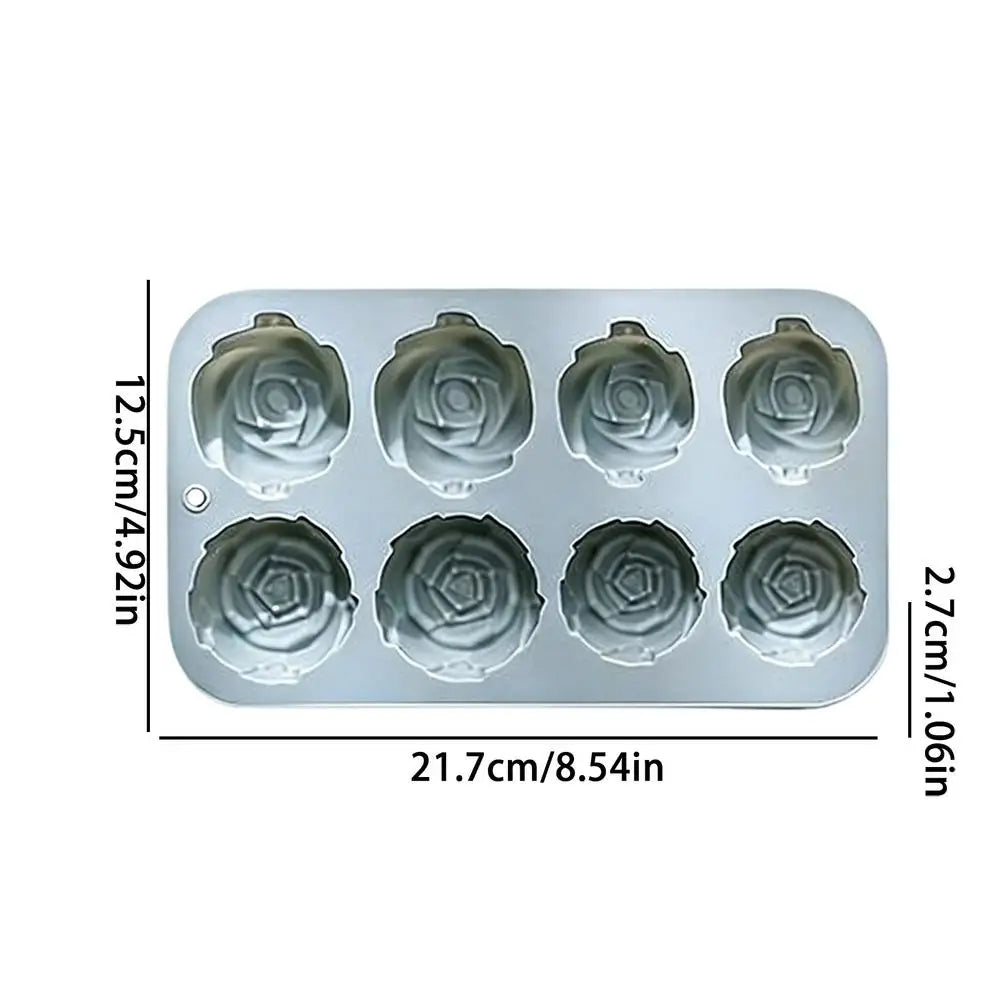 8-Cavity Silicone Rose Cake Mold – Nonstick Reusable Baking Pan